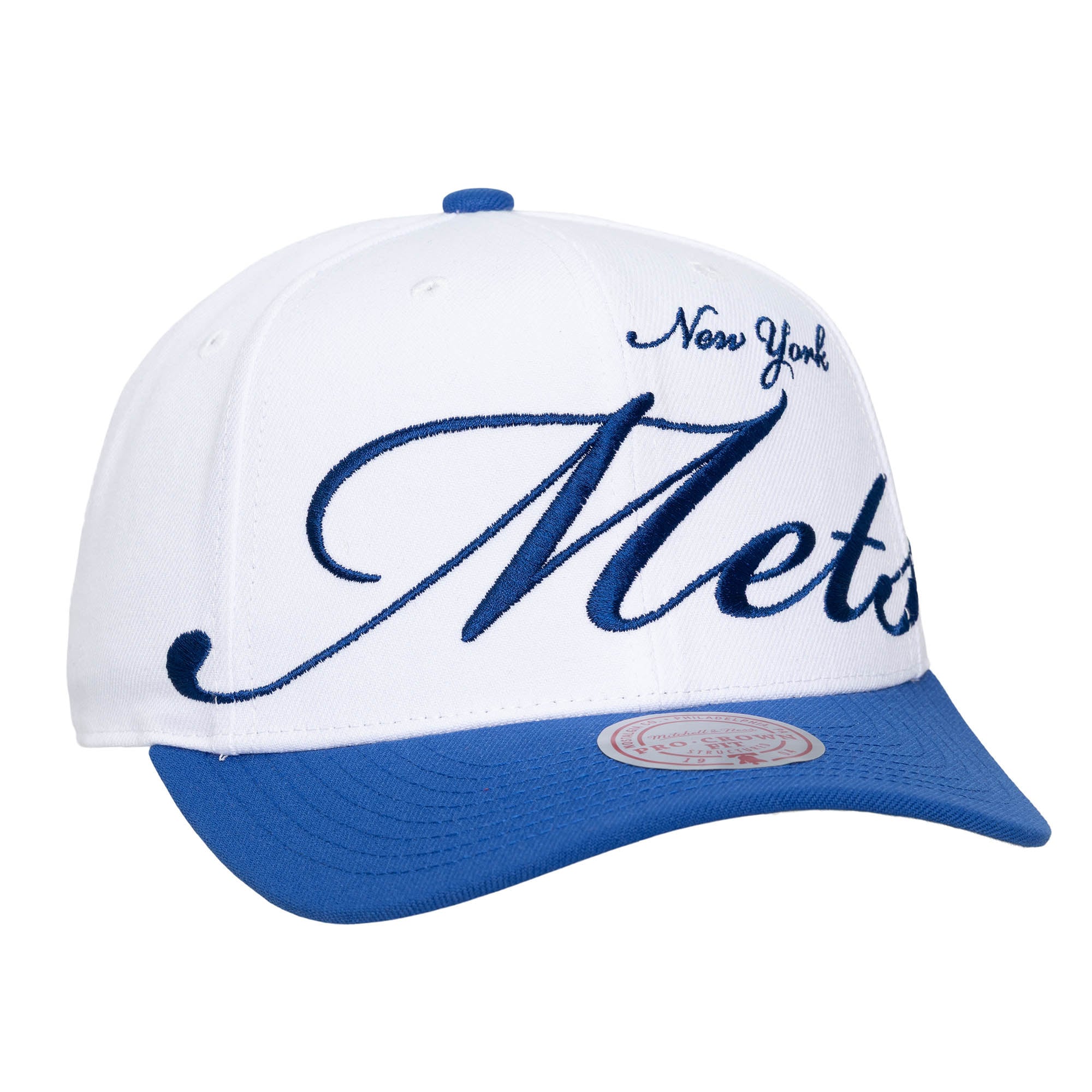 Unisex Mitchell & Ness White/Royal New York Mets XL Script Pro Crown Adjustable Hat