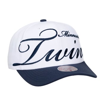 Unisex Mitchell & Ness White/Navy Minnesota Twins XL Script Pro Crown Adjustable Hat