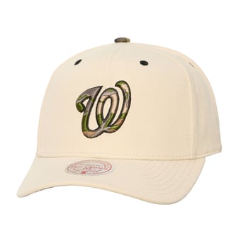Unisex Mitchell & Ness Cream Washington Nationals Camo Logo Pro Crown Snapback Hat
