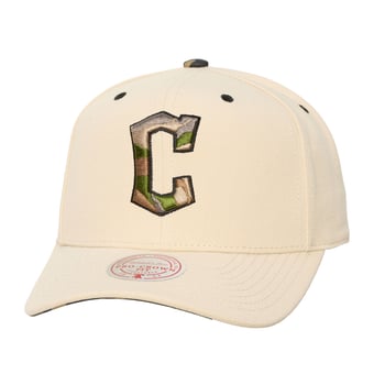Unisex Mitchell & Ness Cream Cleveland Guardians Camo Logo Pro Crown Snapback Hat