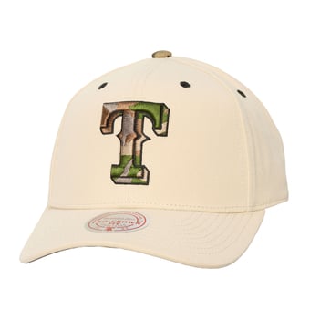 Unisex Mitchell & Ness Cream Texas Rangers Camo Logo Pro Crown Snapback Hat
