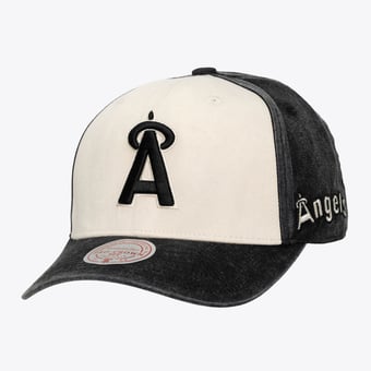 Unisex Mitchell & Ness Cream/Black California Angels Snow Block Pro Crown Adjustable Hat