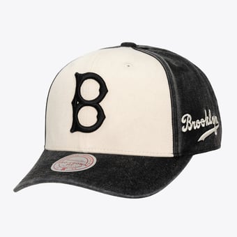 Unisex Mitchell & Ness Cream/Black Brooklyn Dodgers Snow Block Pro Crown Adjustable Hat