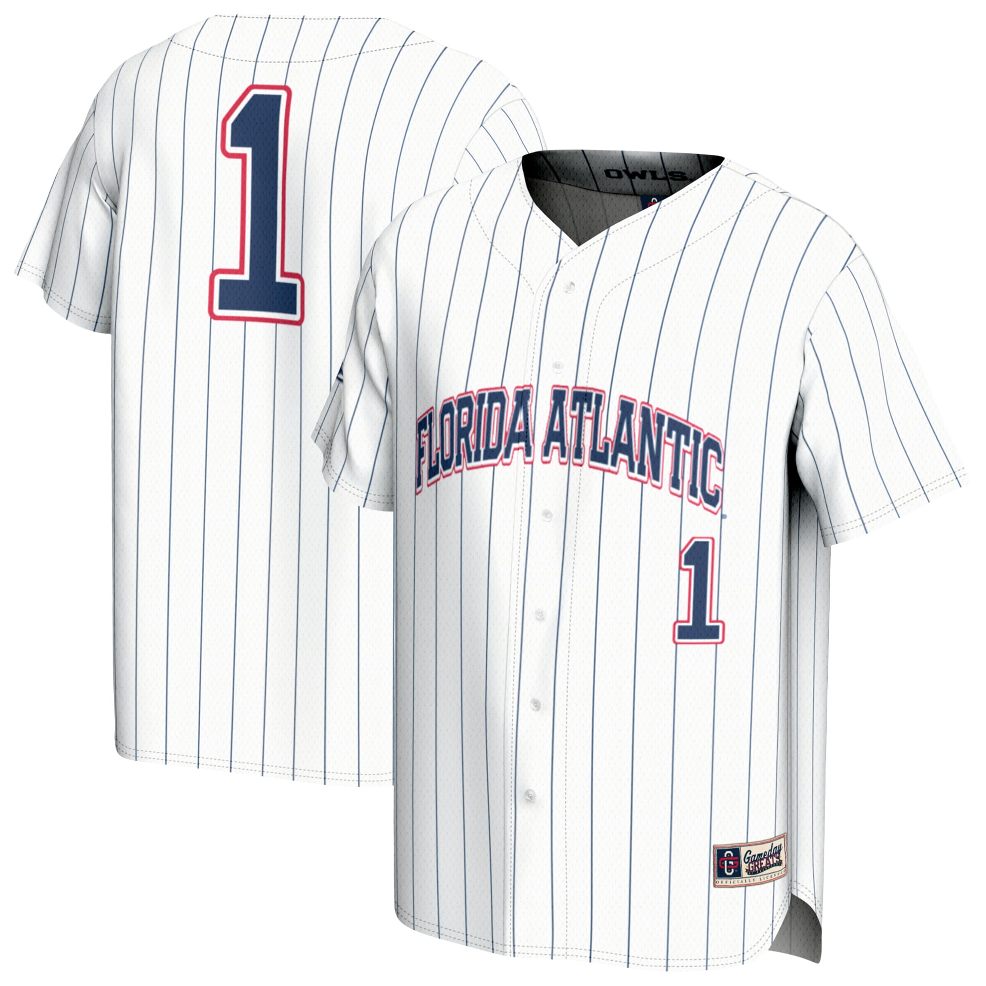 Youth GameDay Greats  White #1 Florida Atlantic Owls Collegiate Baseball Fashion Jersey