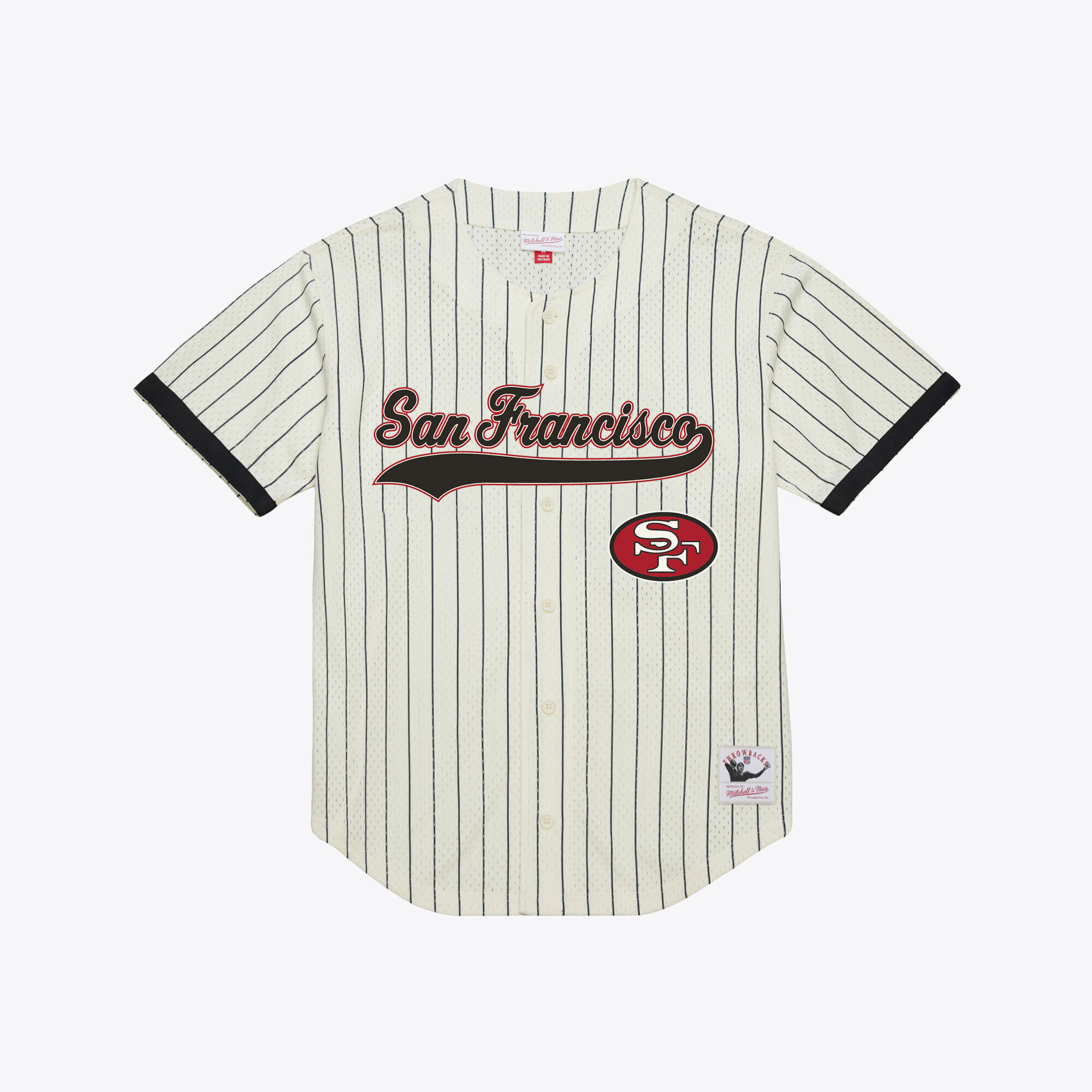 Men's Mitchell & Ness Joe Montana Cream San Francisco 49ers Name & Number Mesh Fashion Jersey