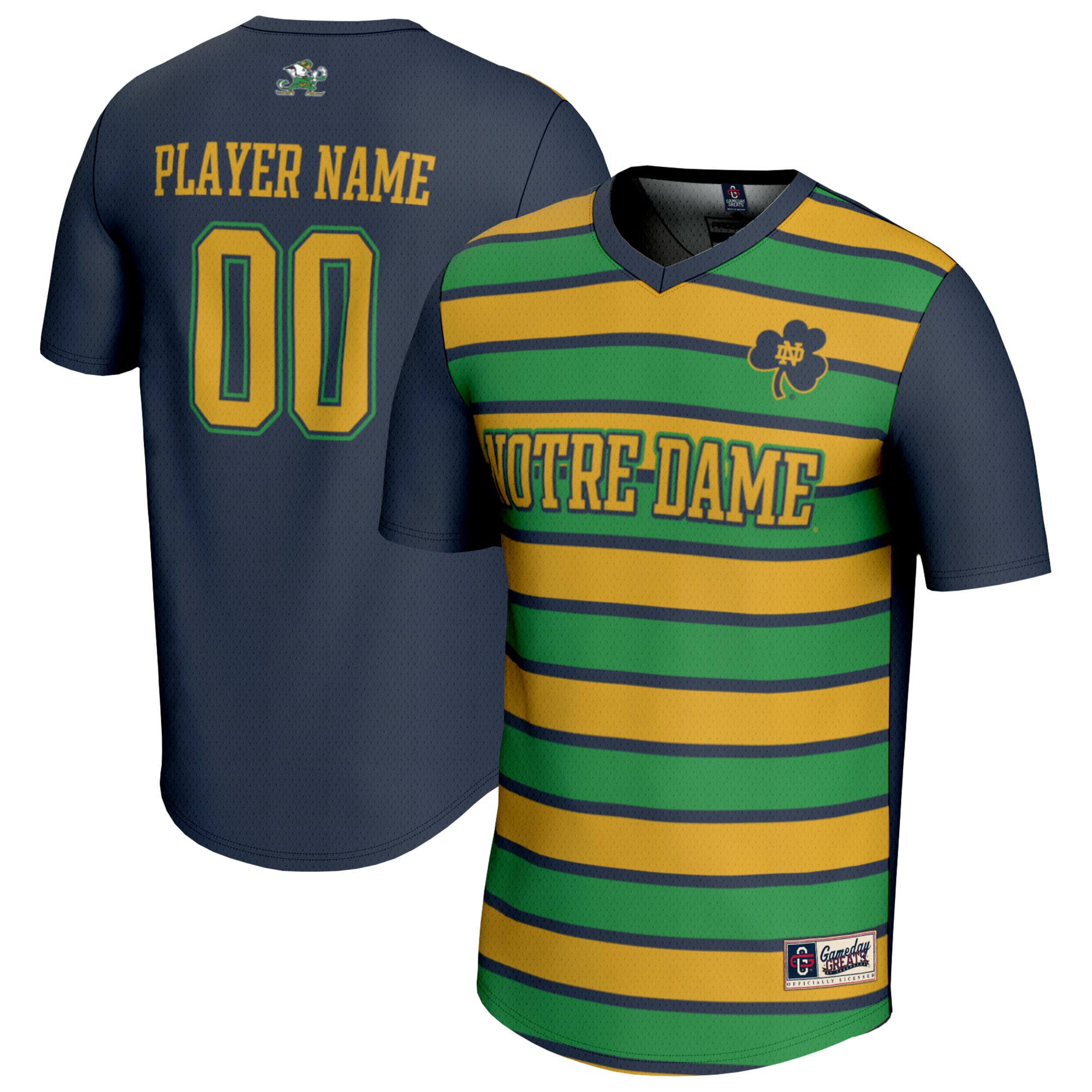 Youth GameDay Greats  Navy/Gold Notre Dame Fighting Irish Collegiate Men's Soccer NIL Pick-A-Player Fashion Jersey
