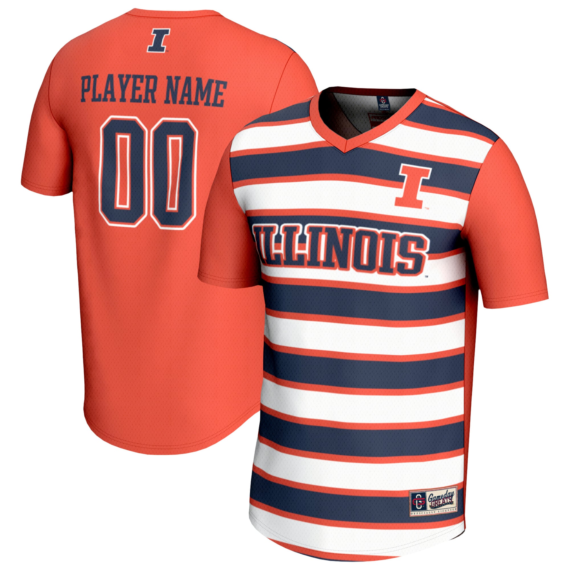 Unisex GameDay Greats  Orange/Navy Illinois Fighting Illini NIL Pick-A-Player Collegiate Women's Soccer Lightweight Fashion Jersey