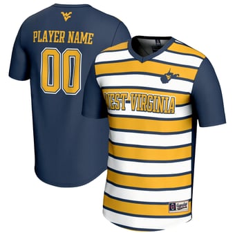 Youth GameDay Greats  Navy/Gold West Virginia Mountaineers NIL Pick-A-Player Collegiate Women's Soccer Lightweight Fashion Jersey