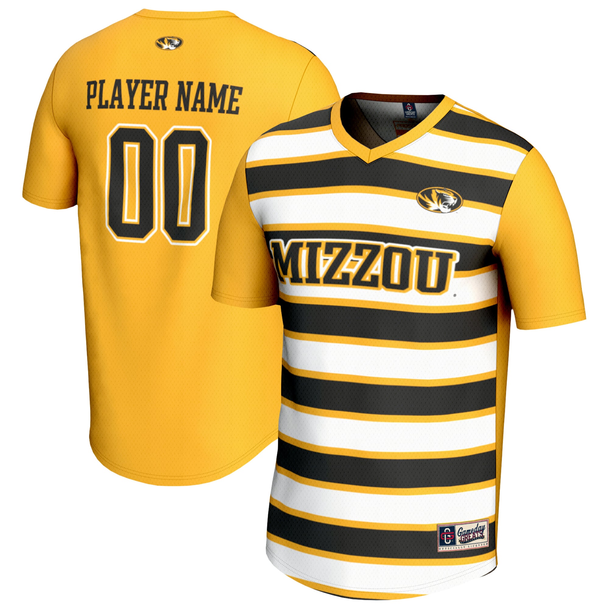 Youth GameDay Greats  Gold/Black Missouri Tigers NIL Pick-A-Player Collegiate Women's Soccer Lightweight Fashion Jersey