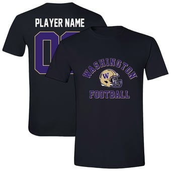Unisex Athlete's Thread  Black Washington Huskies Custom Collegiate Football Helmet T-Shirt