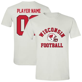 Unisex Athlete's Thread  White Wisconsin Badgers Custom Collegiate Football Helmet T-Shirt