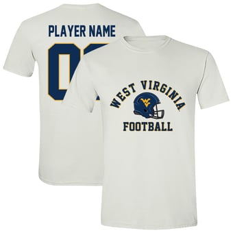Unisex Athlete's Thread  White West Virginia Mountaineers Custom Collegiate Football Helmet T-Shirt