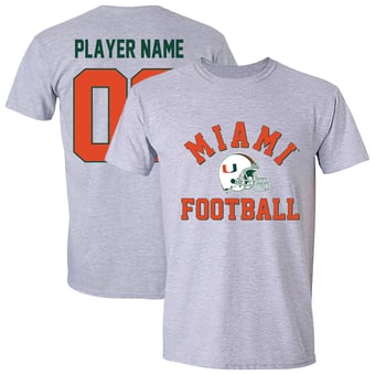 Unisex Athlete's Thread  Gray Miami Hurricanes Custom Collegiate Football Helmet T-Shirt