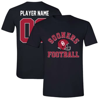 Unisex Athlete's Thread  Black Oklahoma Sooners Custom Collegiate Football Helmet T-Shirt