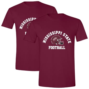 Unisex Athlete's Thread  Maroon Mississippi State Bulldogs Custom Collegiate Football Helmet T-Shirt