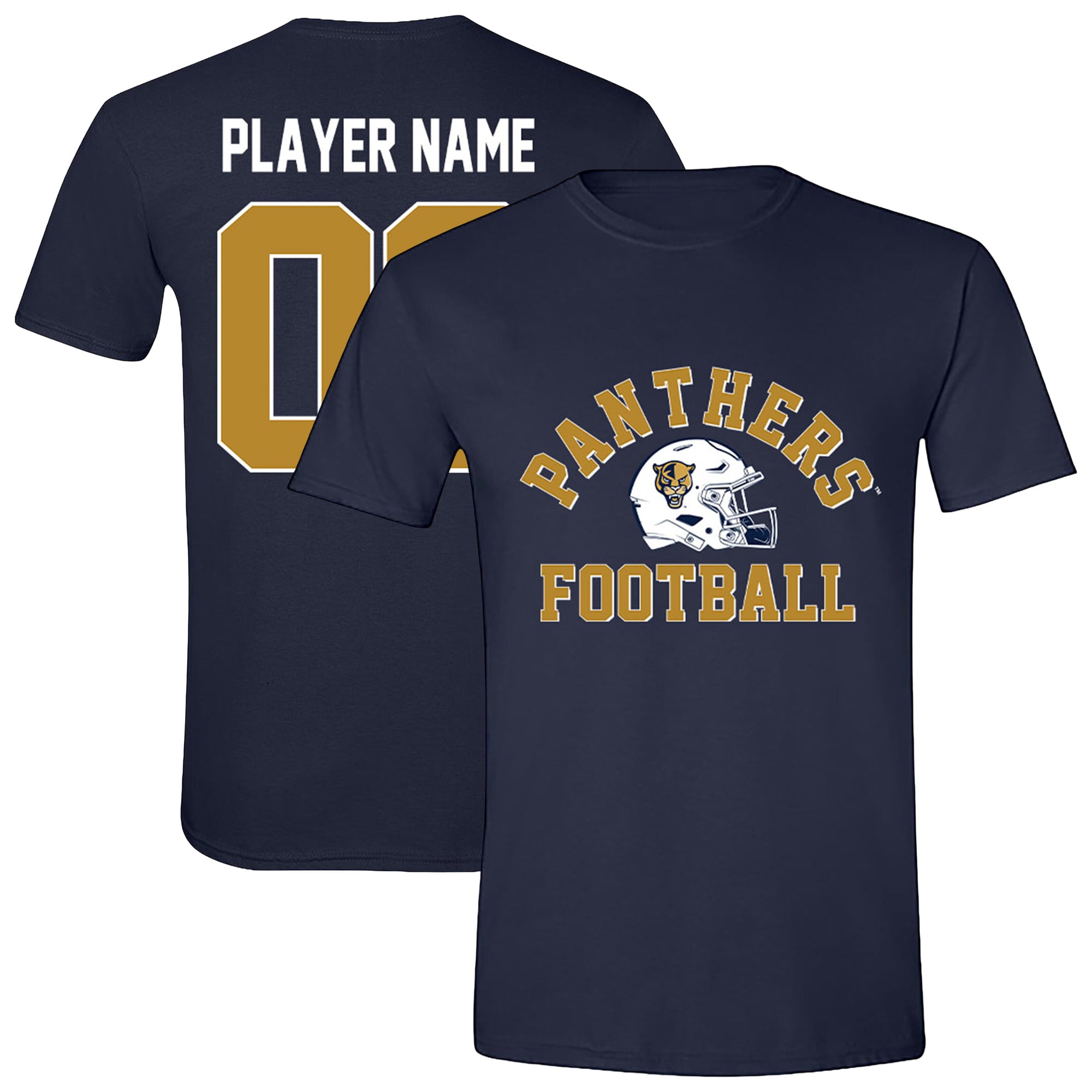 Unisex Athlete's Thread  Navy FIU Panthers Custom Collegiate Football Helmet T-Shirt