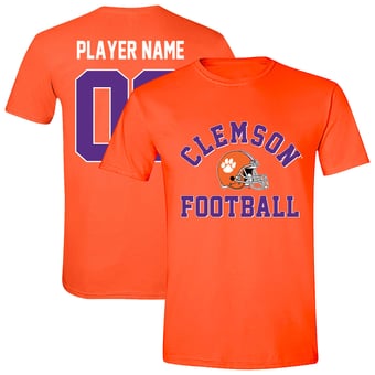 Unisex Athlete's Thread  Orange Clemson Tigers Custom Collegiate Football Helmet T-Shirt