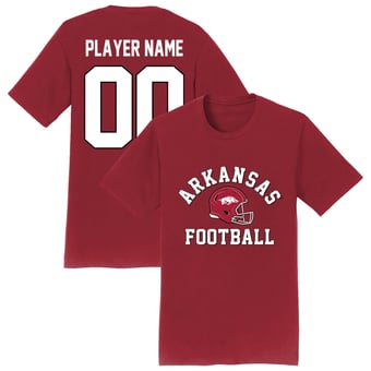 Unisex Athlete's Thread  Cardinal Arkansas Razorbacks NIL Pick-A-Player Collegiate Football Helmet T-Shirt