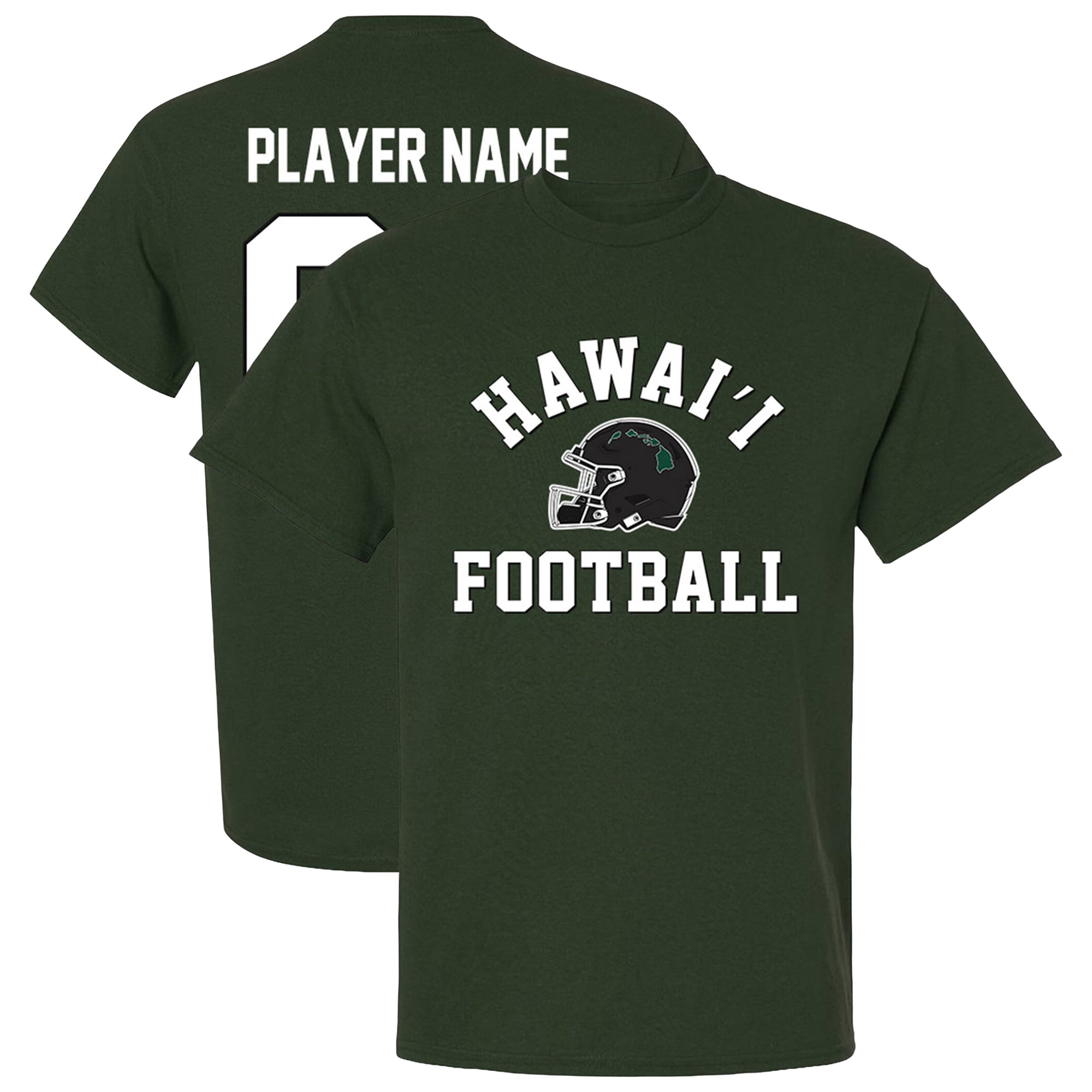 Unisex Athlete's Thread  Green Hawaii Rainbow Warriors NIL Pick-A-Player Collegiate Football Helmet T-Shirt