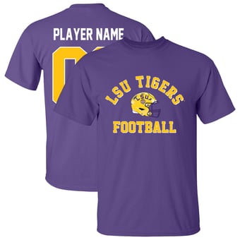 Unisex Athlete's Thread  Purple LSU Tigers NIL Pick-A-Player Collegiate Football Helmet T-Shirt