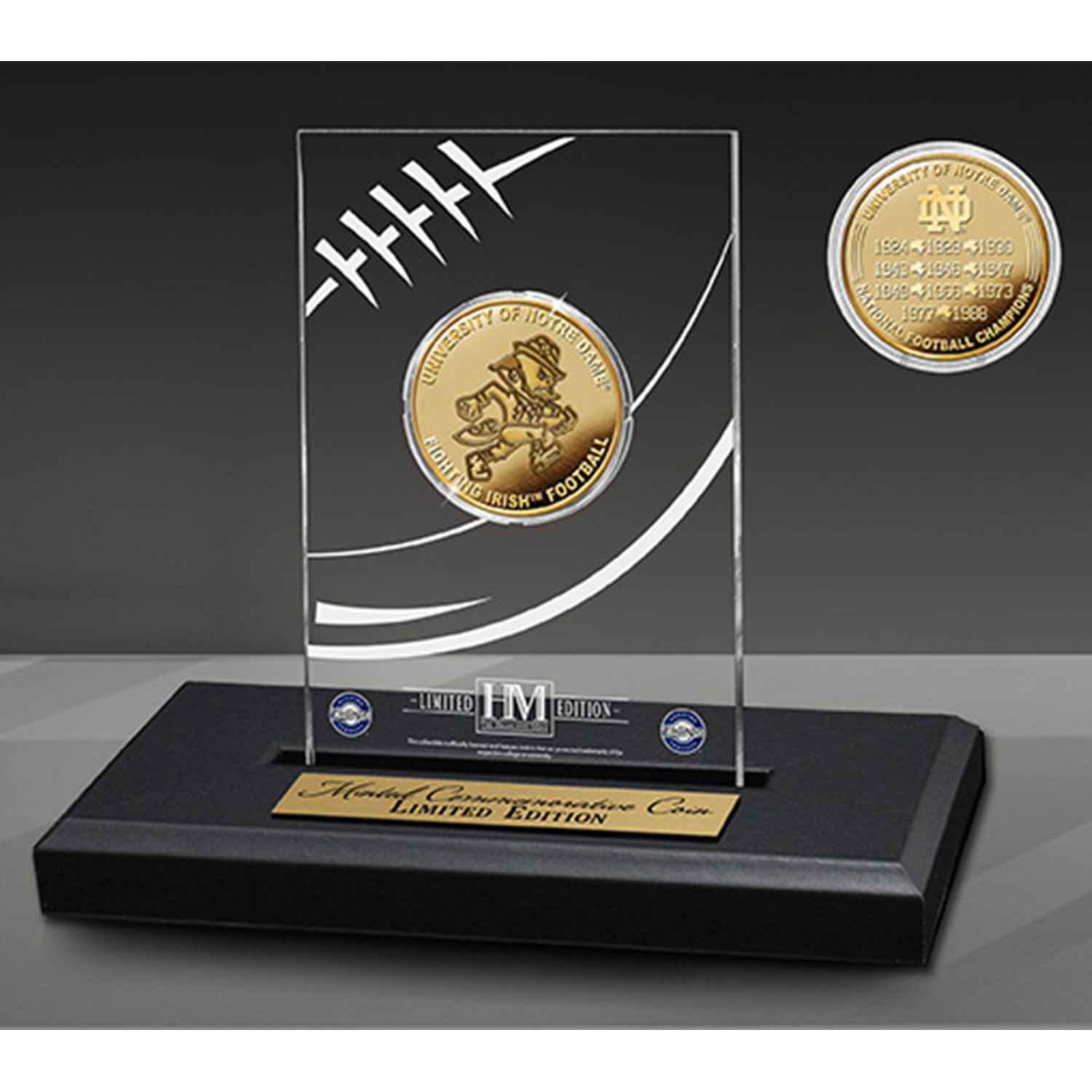 Highland Mint Notre Dame Fighting Irish Leprechaun Series 11-Time College Football National Champions Gold Coin In Acrylic Display