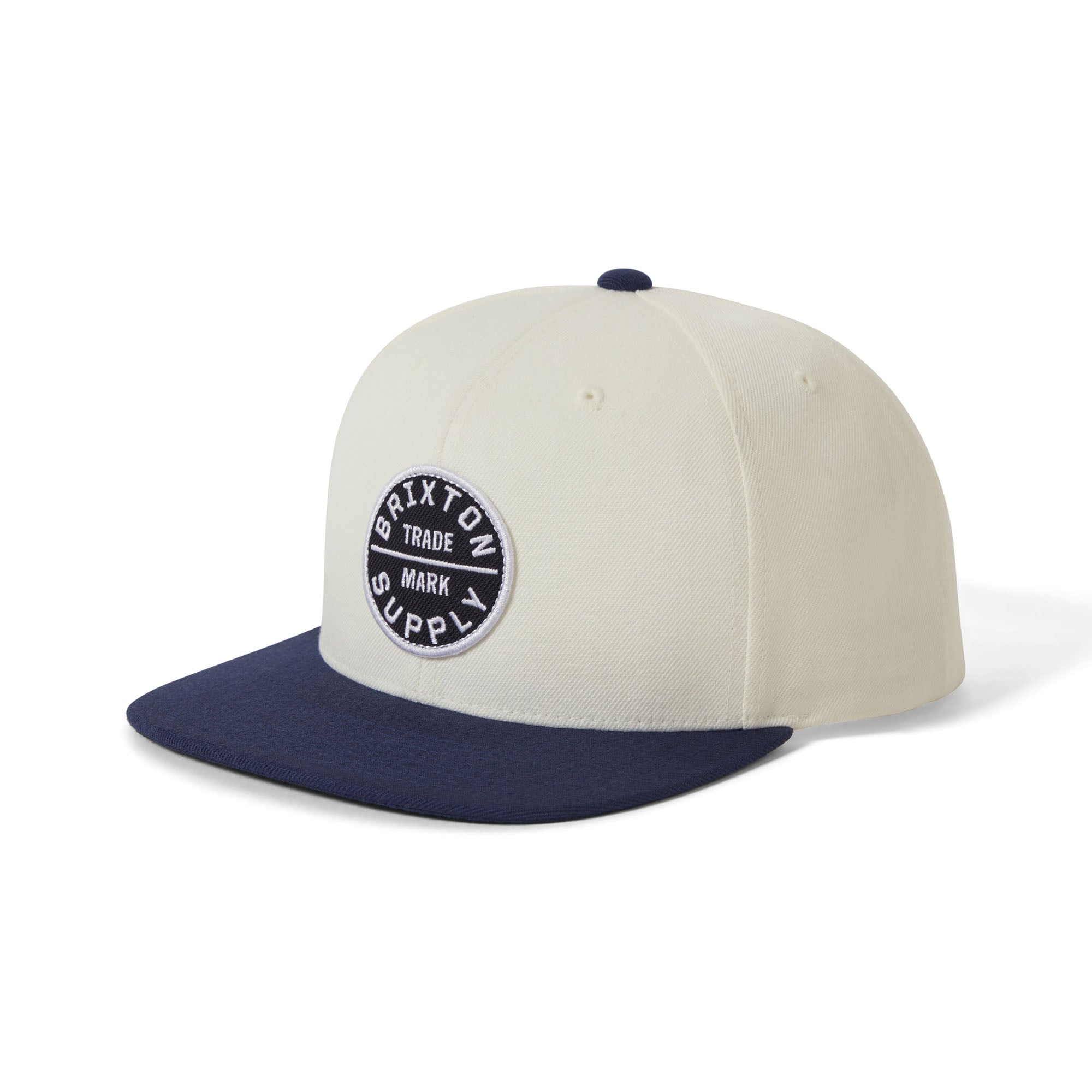 Men's Brixton Cream/Navy Oath III Snapback Hat