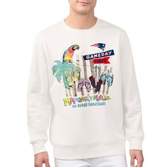 Men's Margaritaville  Cream New England Patriots Gameday Party Fleece Sweatshirt