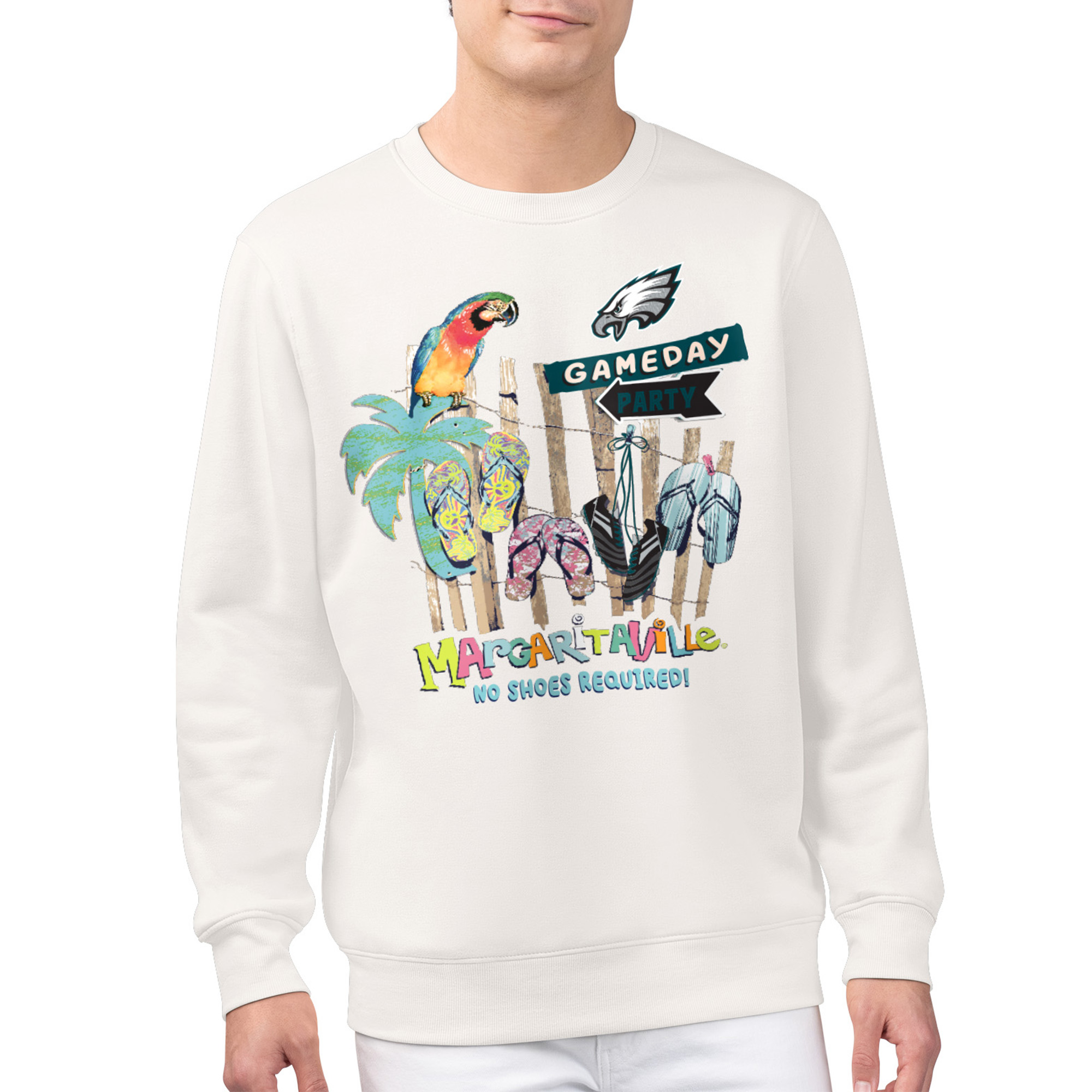 Men’s Margaritaville Cream Philadelphia Eagles Gameday Party Fleece Sweatshirt Men’s Margaritaville Cream Philadelphia Eagles Gameday Party Fleece Sweatshirt