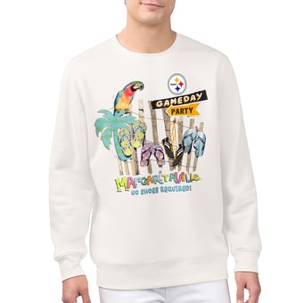 Men's Margaritaville  Cream Pittsburgh Steelers Gameday Party Fleece Sweatshirt