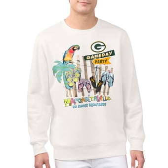 Men's Margaritaville  Cream Green Bay Packers Gameday Party Fleece Sweatshirt