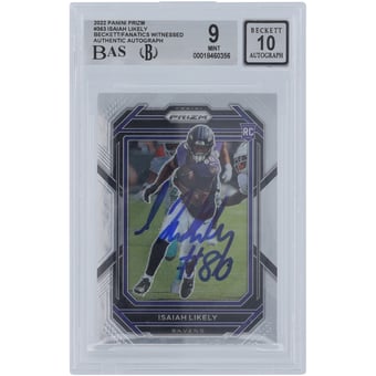 Isaiah Likely Baltimore Ravens Autographed 2022 Panini Prizm #363 Beckett Fanatics Witnessed Authenticated 9/10 Rookie Card