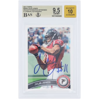 Julio Jones Atlanta Falcons Autographed 2011 Topps #350A Beckett Fanatics Witnessed Authenticated 9.5/10 Rookie Card