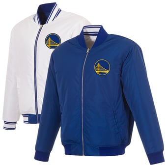 Men's JH Design  Royal/White Golden State Warriors Reversible Full-Zip Flight Jacket