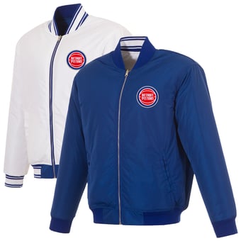 Men's JH Design  Blue/White Detroit Pistons Reversible Full-Zip Flight Jacket