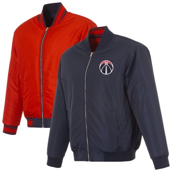 Men's JH Design  Navy/Red Washington Wizards Reversible Full-Zip Flight Jacket