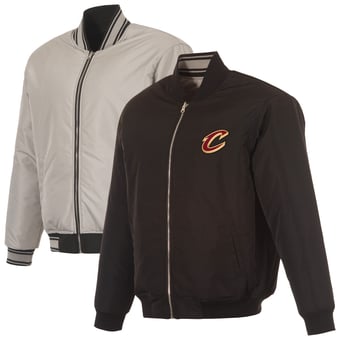 Men's JH Design  Black/Gray Cleveland Cavaliers Reversible Full-Zip Flight Jacket