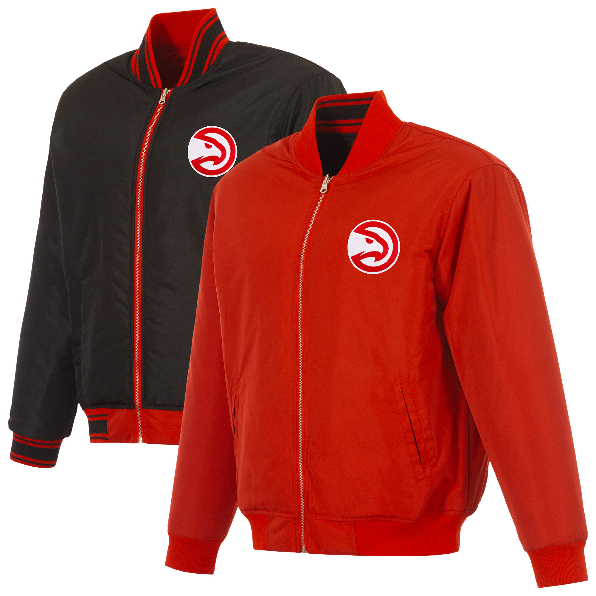 Men's JH Design Red/Black Atlanta Hawks Reversible Full-Zip Flight Jacket