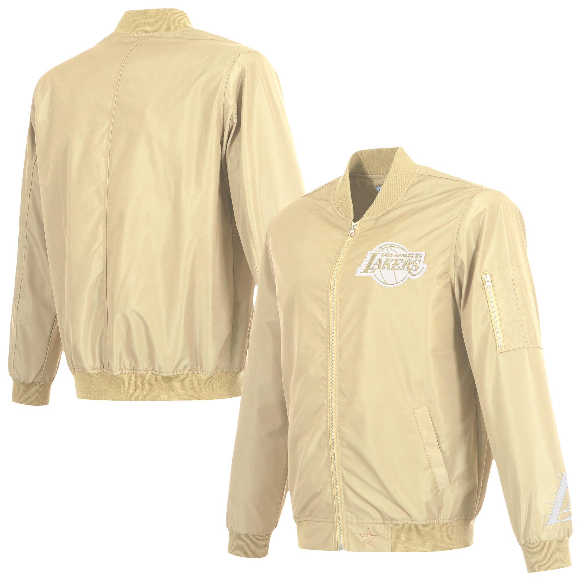 Men's JH Design Tan Los Angeles Lakers Full-Zip Bomber Jacket