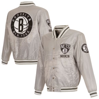 Men's JH Design  Silver Brooklyn Nets Full-Snap Satin Jacket