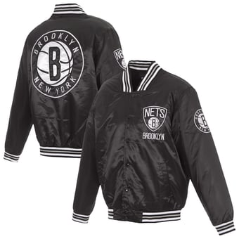 Men's JH Design  Black Brooklyn Nets Full-Snap Satin Jacket
