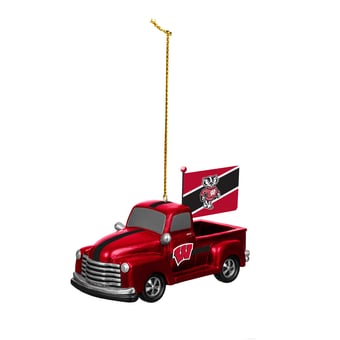 Wisconsin Badgers 3" Rally Truck Two-Piece Ornament Set