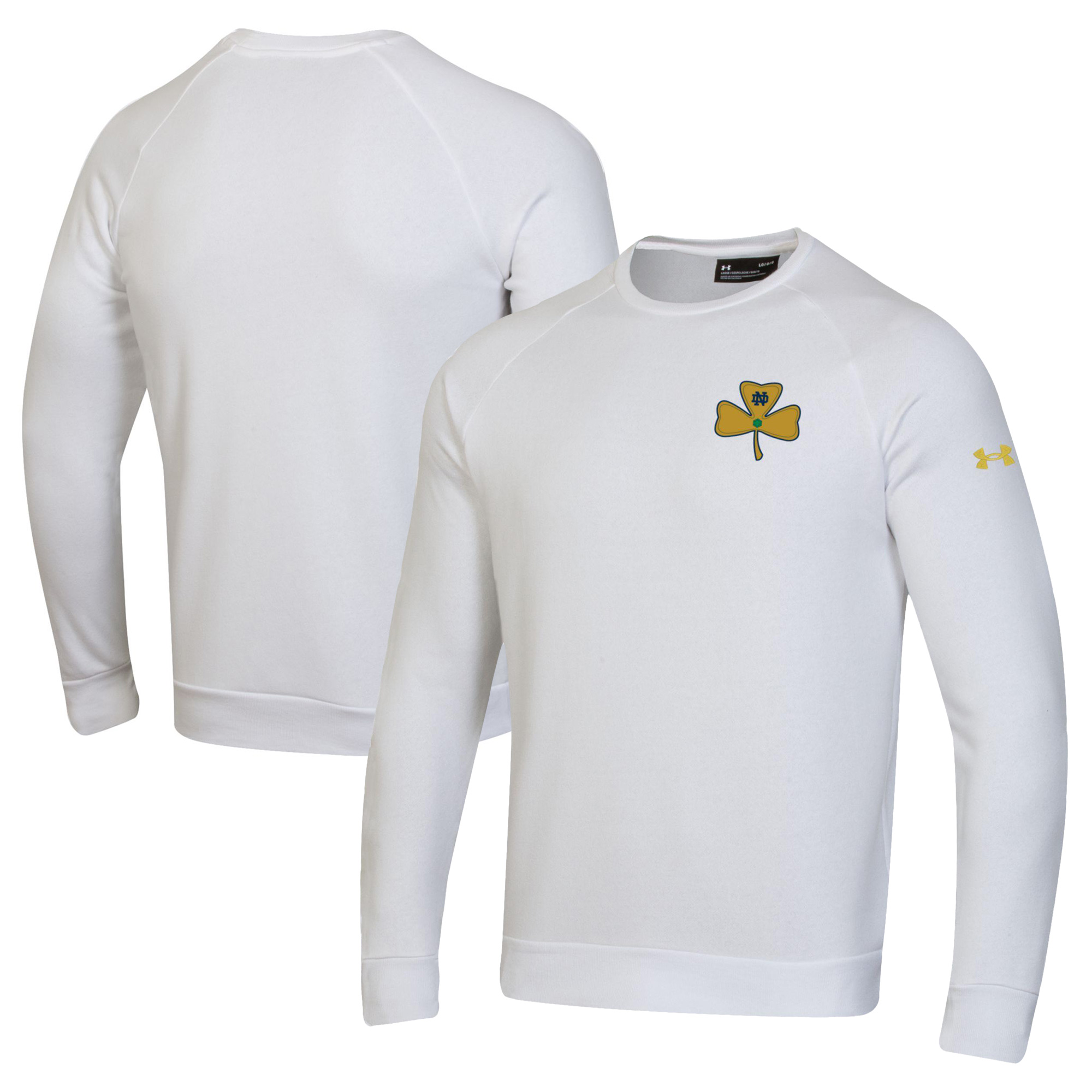 Men's Under Armour White Notre Dame Fighting Irish Shillelagh Clover Rival Fleece Sweatshirt