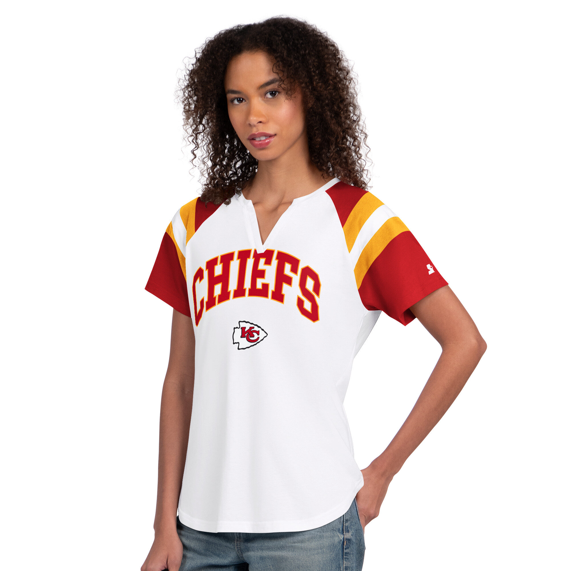 Women’s Starter White Kansas City Chiefs Game On Notch Neck T-Shirt Women’s Starter White Kansas City Chiefs Game On Notch Neck T-Shirt