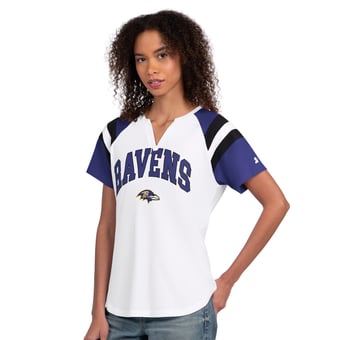 Women's Starter  White Baltimore Ravens Game On Notch Neck T-Shirt