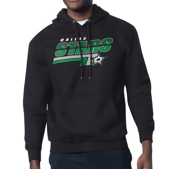 Men's Starter Black Dallas Stars Logo Push Fleece Hoodie