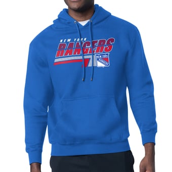 Men's Starter Royal New York Rangers Logo Push Fleece Hoodie