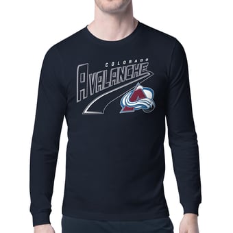 Men's Starter Navy Colorado Avalanche Modern Tailsweep Long Sleeve T-Shirt