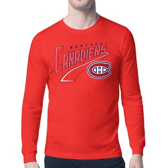 Men's Starter Red Montreal Canadiens Modern Tailsweep Long Sleeve T-Shirt