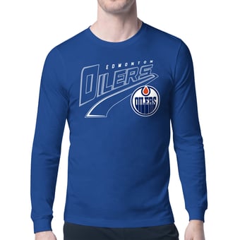 Men's Starter Royal Edmonton Oilers Modern Tailsweep Long Sleeve T-Shirt