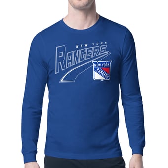 Men's Starter Blue New York Rangers Modern Tailsweep Long Sleeve T-Shirt